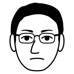 眼鏡の男性 不機嫌