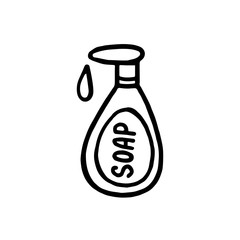 hand-drawn soap bottle isolated on a white background. Sanitizer.Doodle style.Natural soap, toiletries.