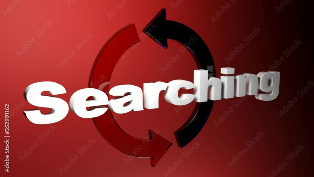 Poster the write searching in front of a red and a blue arrows, over a red background - 3d rendering video 