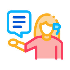 woman verbal help by phone icon vector. woman verbal help by phone sign. isolated contour symbol illustration