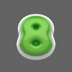 8 eight oito rounded cool funny letter type reflexive green alphabet 3d typeface for a funny title or text