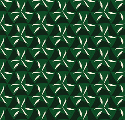 Vector seamless pattern with stylized tropical leaves and flowers