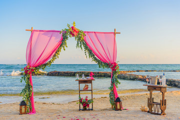 Arch for a wedding ceremony on the seashore.