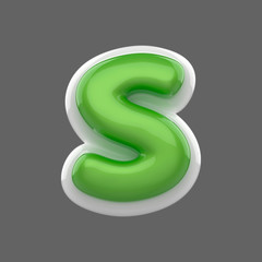 S rounded cool funny letter type reflexive green alphabet 3d typeface for a funny title or text