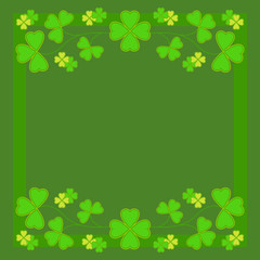 St. Patrick's Day, vignettes of clover leaves, vector green frame with shamrock ornament