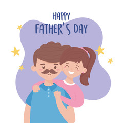 Father with daughter on fathers day vector design