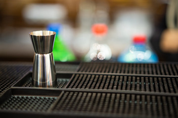 close up of a beautiful photo of a cocktail prepared by a bartender at the bar