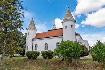 Becej, Serbia - May 25, 2020: Fantast Castle in Becej, old castle of tradiotinal Dundjerski family, Serbia. 