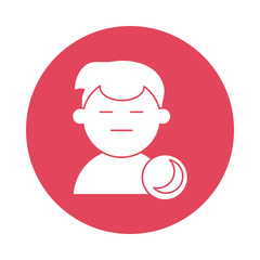 man sleeping with moon silhouette block style