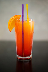 close up of a beautiful photo of a cocktail prepared by a bartender at the bar