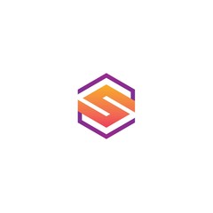 initial s with hexagon logo design icon template