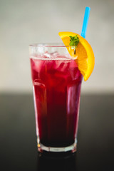 close up of a beautiful photo of a cocktail prepared by a bartender at the bar