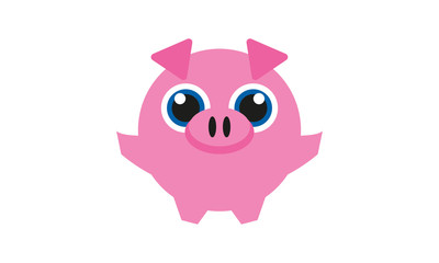 Little pink cute chubby pig with pretty blue eyes