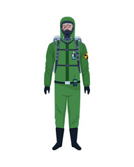 Fototapeta premium worker wearing biosafety suit green