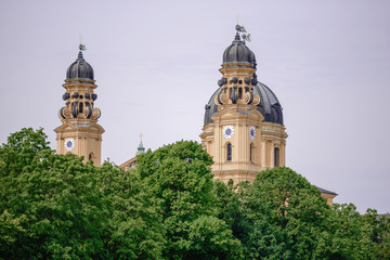 Munich, Germany - May 27th, 2019: A Catholic church in Munich, southern Germany.