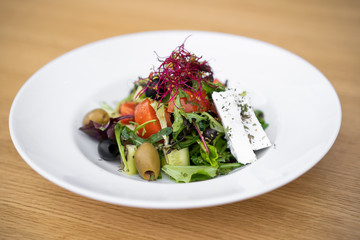 close up of a beautiful gourmet serving of a delicious meal in a restaurant