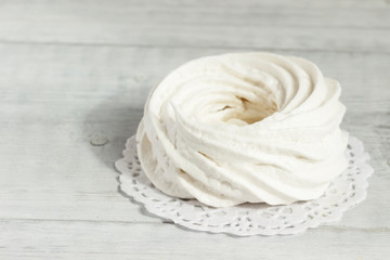 Homemade vanilla marshmallows on a white napkin.