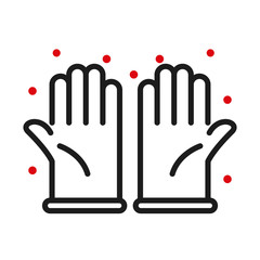 Gloves with germs line bicolor style icon vector design