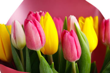 tulip flowers bouquet, close-up view background