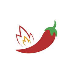 Red hot chili pepper vector icon illustration on white background. Flat vector red Chili pepper icon, farming sign for web design