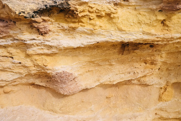 sandstone texture closeup. benagil beach in Portugal.