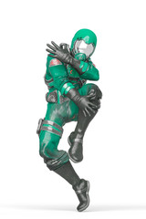 battle pilot is dancing in white background