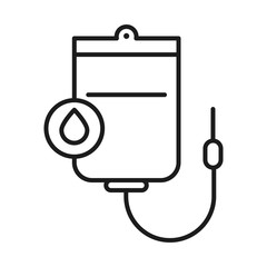 Blood bag and drop line style icon vector design