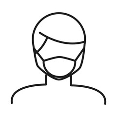 Man avatar with mask line style icon vector design