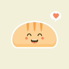 Fun cartoon bread. Bakery and pastry cartoon character. Vector illustration.