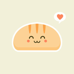 Cute cartoon slices of bread with kawaii faces. You can use this emoji for, menu in restaurant or cafe, bakery, pastry, shop, restaurant, 