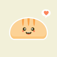 Cute cartoon slices of bread with kawaii faces. You can use this emoji for, menu in restaurant or cafe, bakery, pastry, shop, restaurant, 