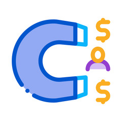 magnet attracts money icon vector. magnet attracts money sign. isolated contour symbol illustration