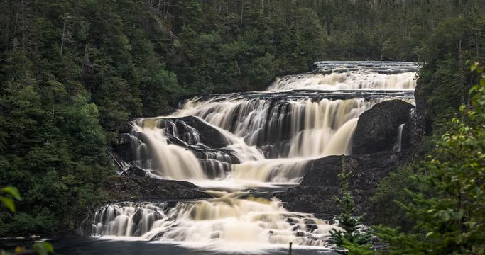 Gros Morne National Park, Newfoundland, Canada. Long exposure time lapse of Baker's Brook Falls on a overcast day.