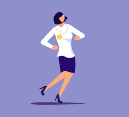 Proud woman is showing assurance 