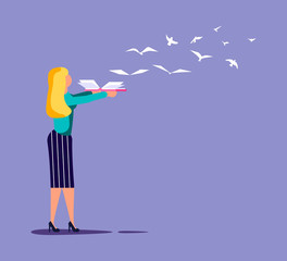 Book pages became to birds