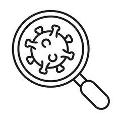 Covid 19 virus inside lupe line style icon vector design