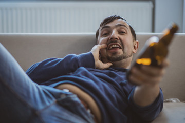 Bearded man hold glass craft beer. Bearded man hold glass craft beer