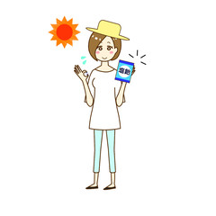 熱中症対策に塩分を摂る女性