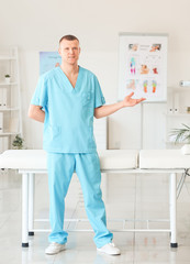 Portrait of massage therapist in medical center