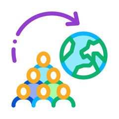 moving people around planet icon vector. moving people around planet sign. isolated contour symbol illustration