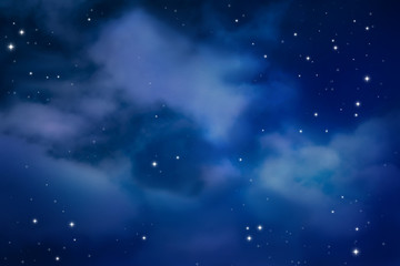 Fototapeta na wymiar Beautiful view of starry sky with clouds at night