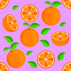 Orange citrus repeat pattern fabric gift wrap wall texture pink background vector