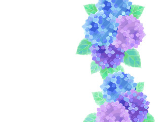 Obraz premium 青と紫の紫陽花の花のイラスト背景、水彩風