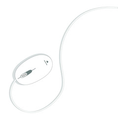 simple computer white mouse with a wire on a white background
