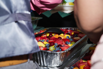 Fototapeta premium fresh fruits for customers on the table