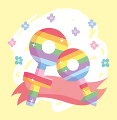lgtbi female and male gender with ribbon vector design