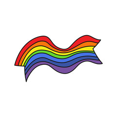 lgbtq rainbow flag doodle icon, vector illustration