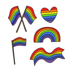 Fototapeta premium lgbtq rainbow flag doodle icon, vector illustration