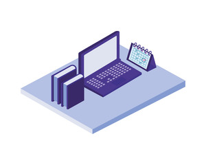 laptop computer with books icons