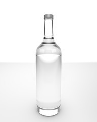 3D mock up render empty glass wine bottle